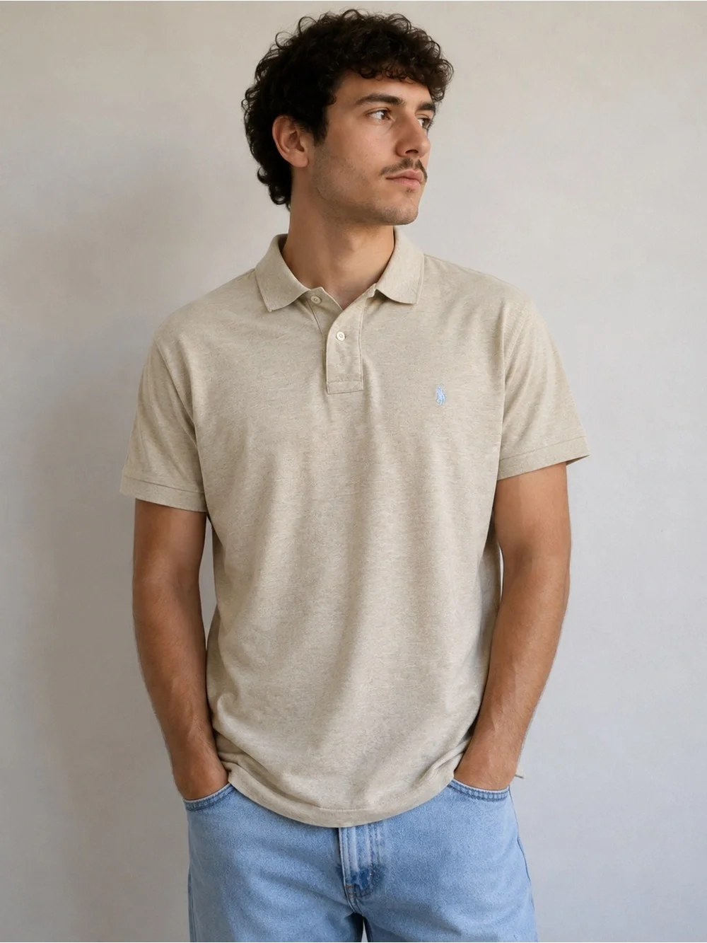 Vintage Polo Ralph Lauren Men’s Beige Polo Shirt
